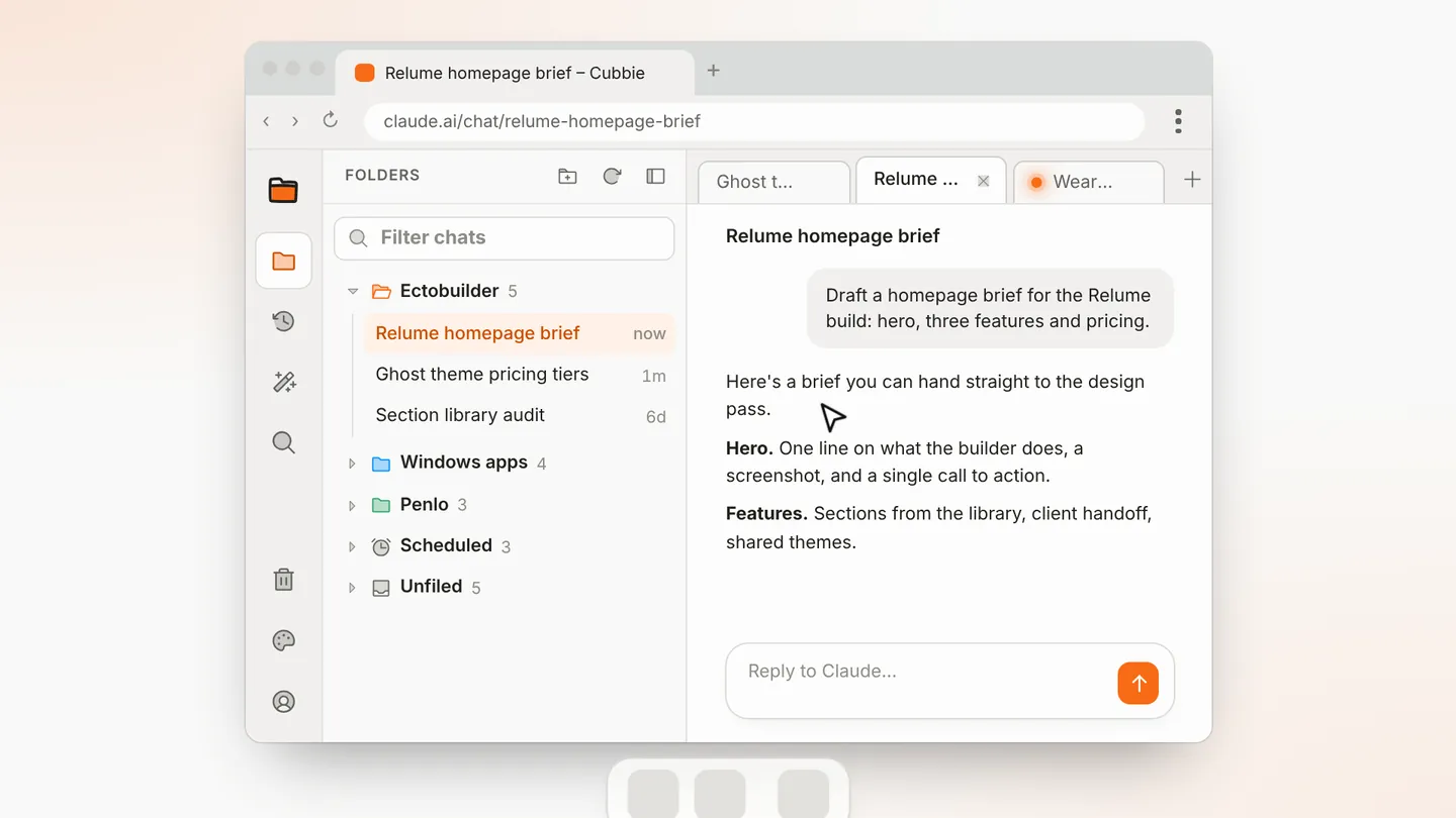 Installing claude.ai as an app from Chrome's menu