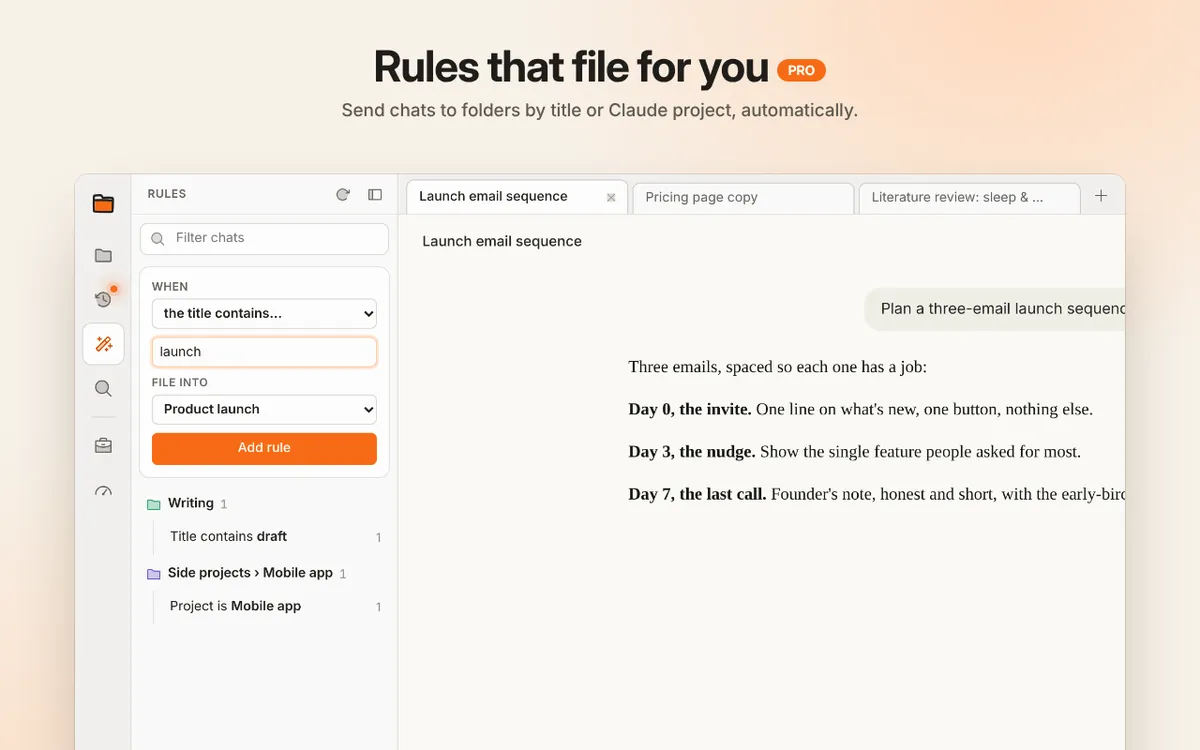 Cubbie auto-file rules