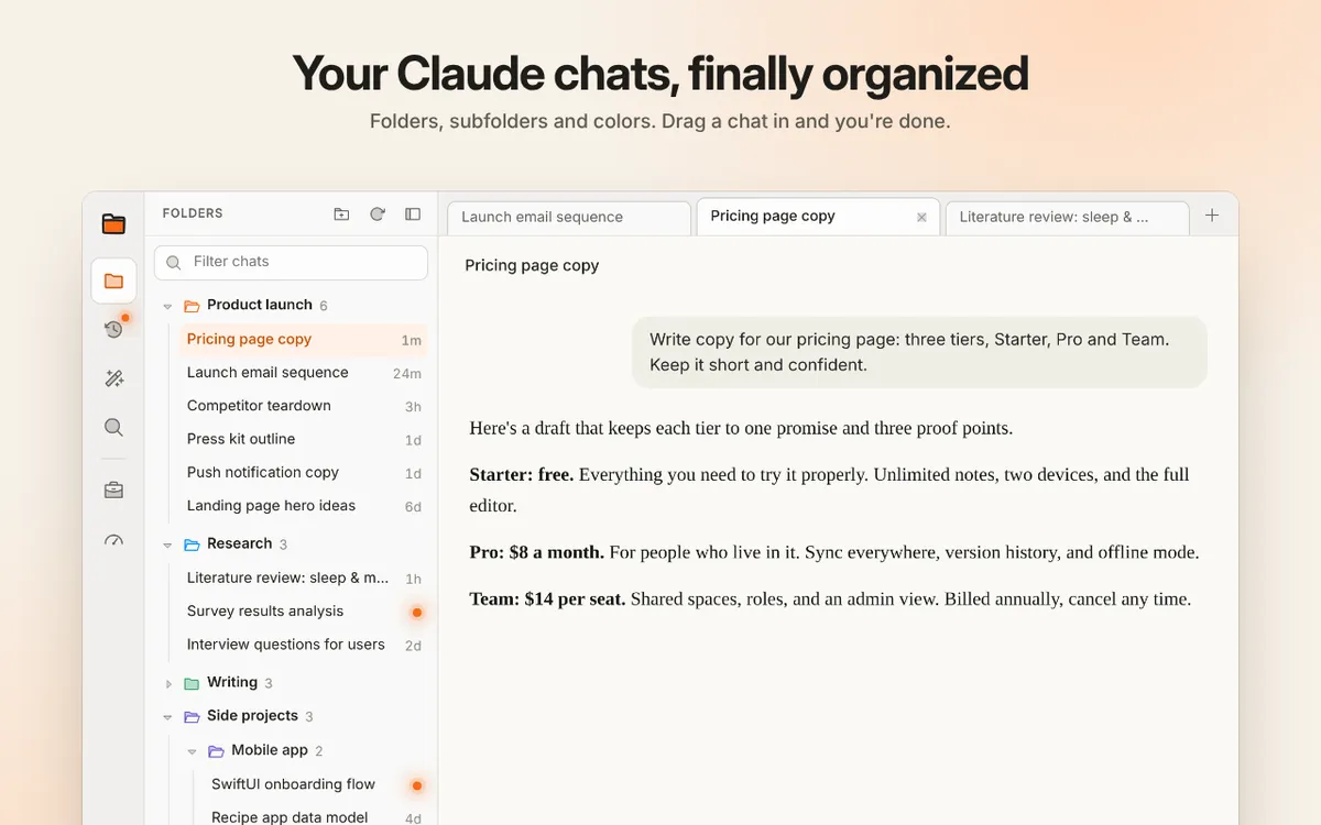 Cubbie folders and tabs on claude.ai